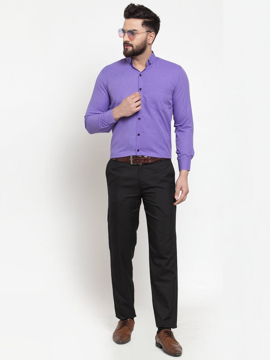 Indian Needle Purple Men's Cotton Solid Button Down Formal Shirts - SF_734Voilet_S