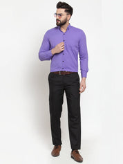 Indian Needle Purple Men's Cotton Solid Button Down Formal Shirts - SF_734Voilet_S