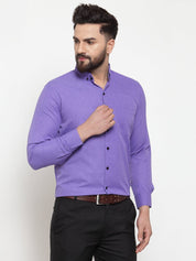 Indian Needle Purple Men's Cotton Solid Button Down Formal Shirts - SF_734Voilet_S