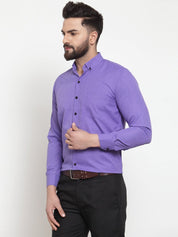 Indian Needle Purple Men's Cotton Solid Button Down Formal Shirts - SF_734Voilet_S