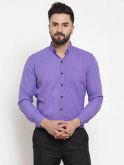 Indian Needle Purple Men's Cotton Solid Button Down Formal Shirts - SF_734Voilet_S