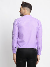 Indian Needle Purple Men's Cotton Solid Mandarin Collar Formal Shirts - SF_726Voilet_S