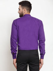 Indian Needle Purple Men's Cotton Solid Mandarin Collar Formal Shirts - SF_726Purple_S