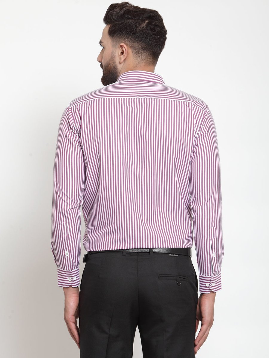 Indian Needle Purple Men's Cotton Striped Formal Shirts - SF_735Purple_S