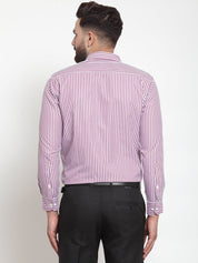 Indian Needle Purple Men's Cotton Striped Formal Shirts - SF_735Purple_S