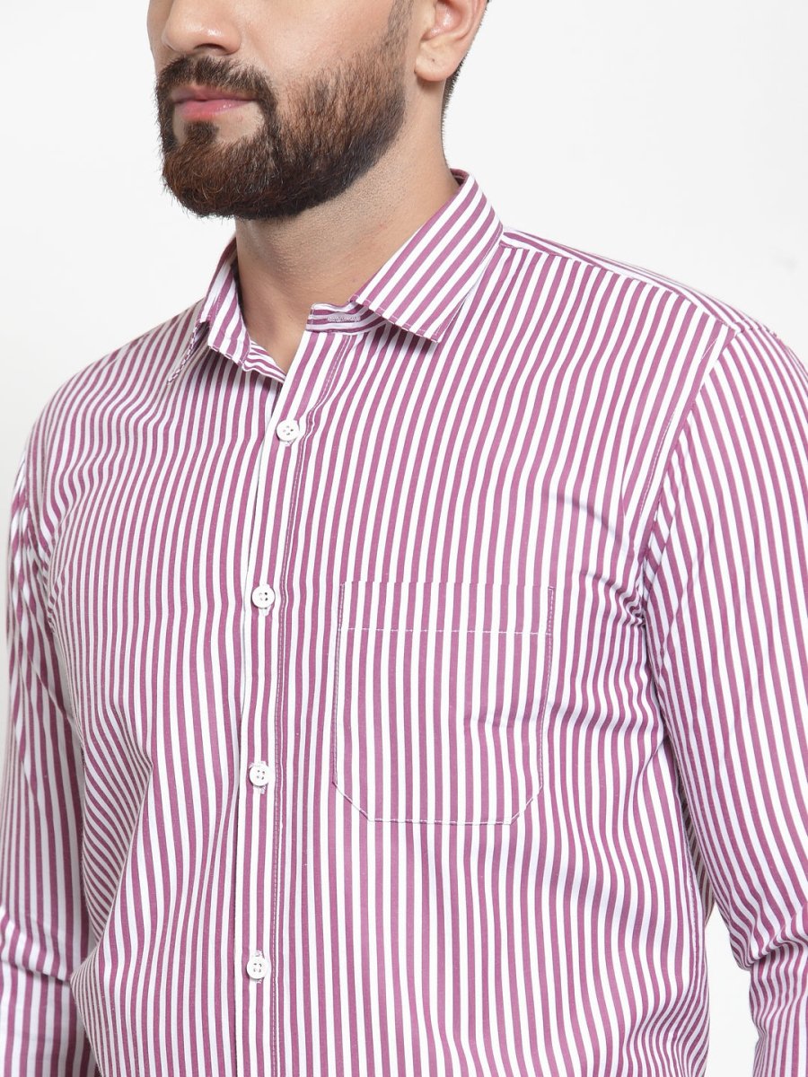 Indian Needle Purple Men's Cotton Striped Formal Shirts - SF_735Purple_S