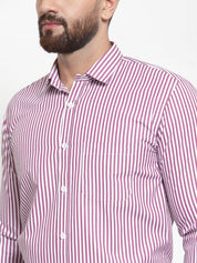 Indian Needle Purple Men's Cotton Striped Formal Shirts - SF_735Purple_S