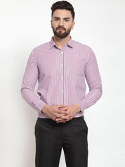 Indian Needle Purple Men's Cotton Striped Formal Shirts - SF_735Purple_S