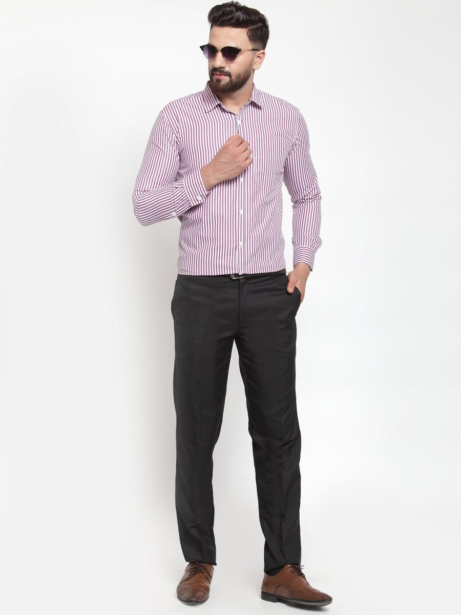Indian Needle Purple Men's Cotton Striped Formal Shirts - SF_735Purple_S
