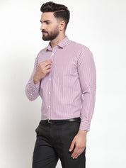 Indian Needle Purple Men's Cotton Striped Formal Shirts - SF_735Purple_S
