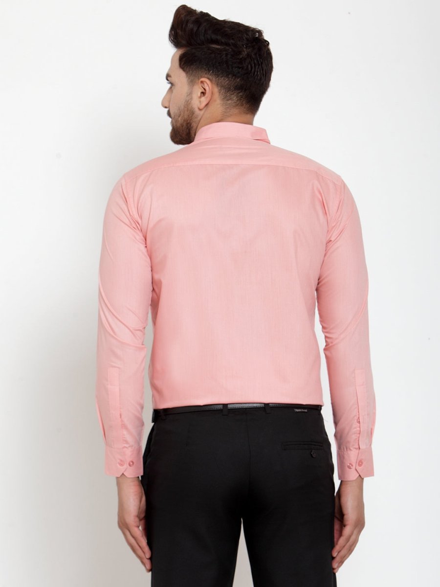 Indian Needle Red Men's Cotton Solid Button Down Formal Shirts - SF_713Coral_S