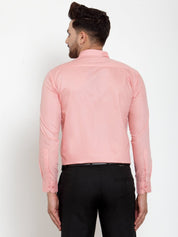 Indian Needle Red Men's Cotton Solid Button Down Formal Shirts - SF_713Coral_S