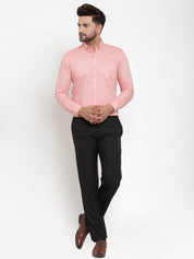 Indian Needle Red Men's Cotton Solid Button Down Formal Shirts - SF_713Coral_S