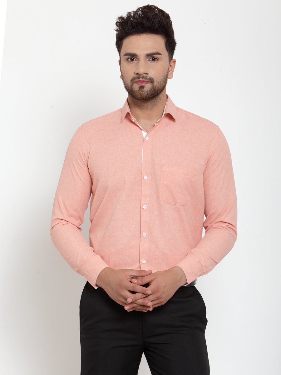 Indian Needle Redish Orange Formal Shirt with white detailing - SF_419Starfish-Orange_S