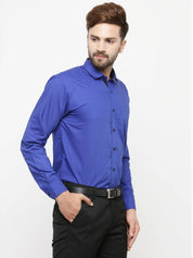 Indian Needle Royal Blue Formal Shirt with black detailing - SF_411Royal-Blue_S