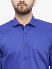 Indian Needle Royal Blue Formal Shirt with black detailing - SF_411Royal-Blue_S
