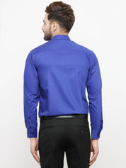 Indian Needle Royal Blue Formal Shirt with black detailing - SF_411Royal-Blue_S