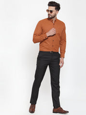 Indian Needle Rust Men's Cotton Solid Button Down Formal Shirts - SF_734Rust_S