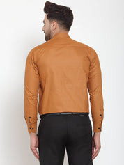 Indian Needle Rust Men's Cotton Solid Mandarin Collar Formal Shirts - SF_726Rust_S