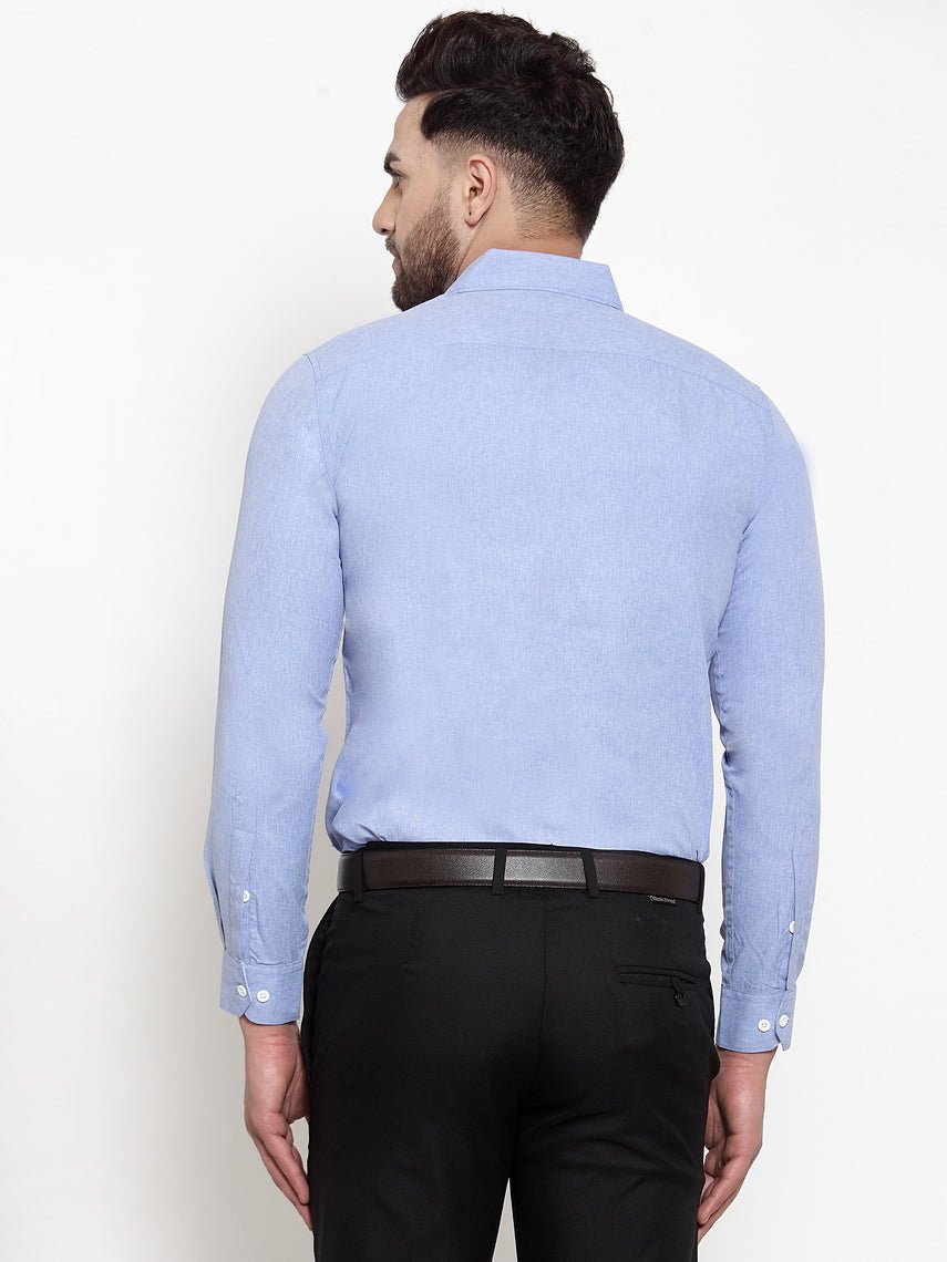 Indian Needle Sky Blue Formal Shirt with white detailing - SF_419Sky_S