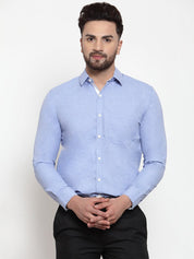 Indian Needle Sky Blue Formal Shirt with white detailing - SF_419Sky_S