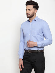 Indian Needle Sky Blue Formal Shirt with white detailing - SF_419Sky_S