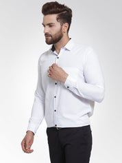 Indian Needle White Formal Shirt with black detailing - SF_411White_S