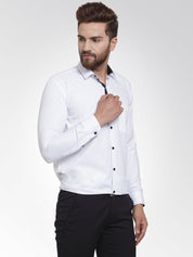 Indian Needle White Formal Shirt with black detailing - SF_411White_S