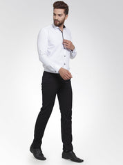 Indian Needle White Formal Shirt with black detailing - SF_411White_S