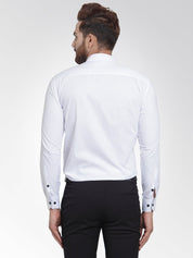 Indian Needle White Formal Shirt with black detailing - SF_411White_S