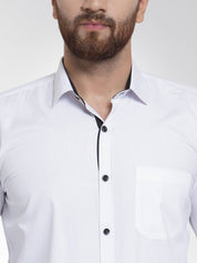 Indian Needle White Formal Shirt with black detailing - SF_411White_S