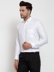 Indian Needle White Men's Cotton Solid Button Down Formal Shirts - SF_713White_S