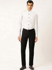 Indian Needle White Men's Cotton Solid Mandarin Collar Formal Shirts - SF_726White_S