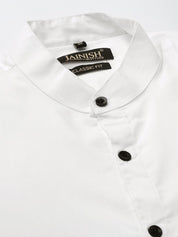 Indian Needle White Men's Cotton Solid Mandarin Collar Formal Shirts - SF_726White_S