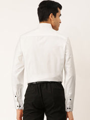 Indian Needle White Men's Cotton Solid Mandarin Collar Formal Shirts - SF_726White_S