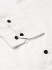 Indian Needle White Men's Cotton Solid Mandarin Collar Formal Shirts - SF_726White_S