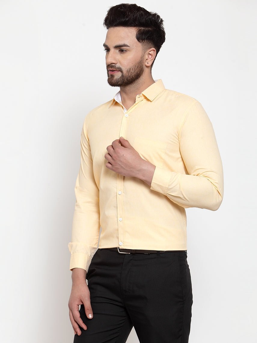 Indian Needle Yellow Formal Shirt with white detailing - SF_419Yellow_S