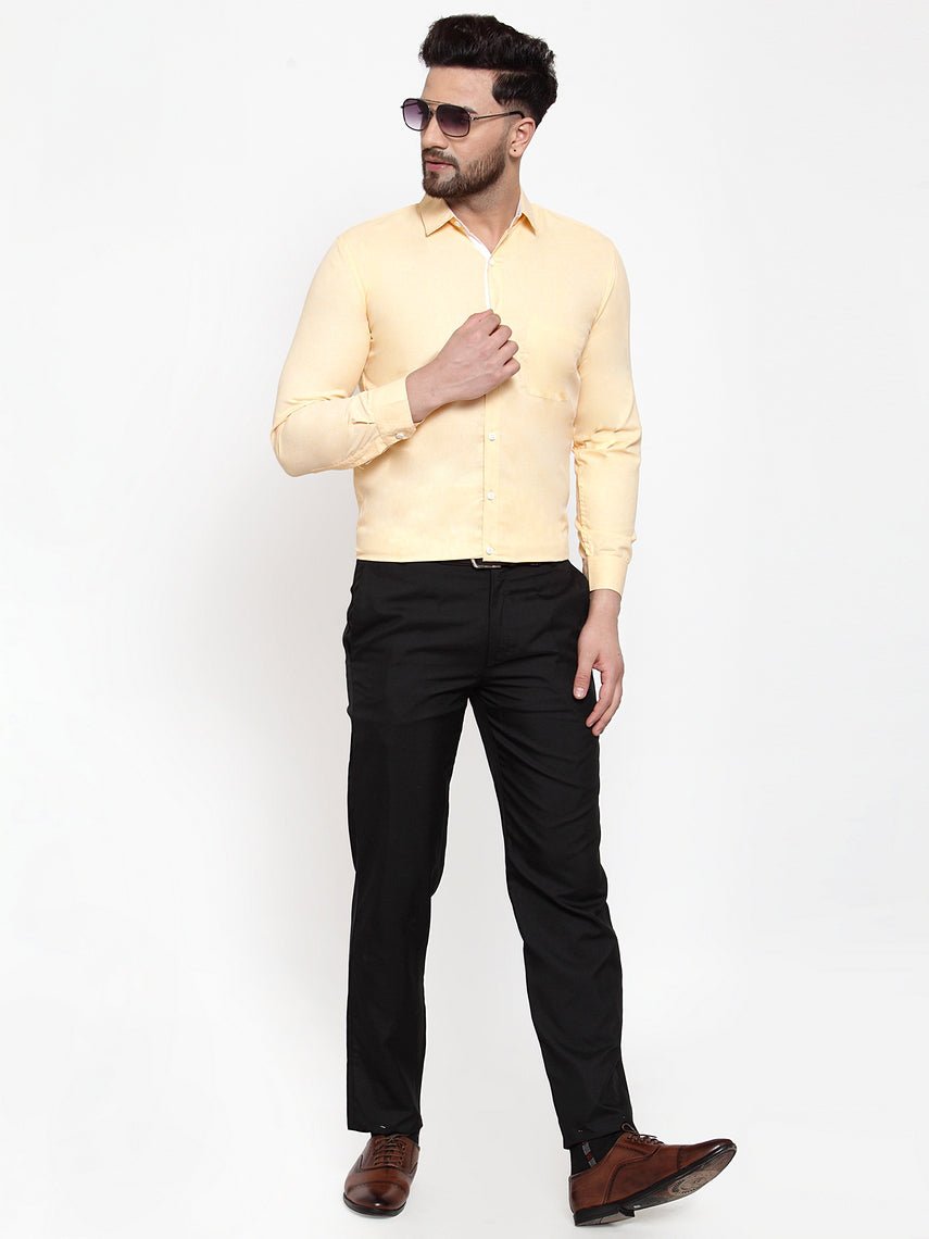 Indian Needle Yellow Formal Shirt with white detailing - SF_419Yellow_S