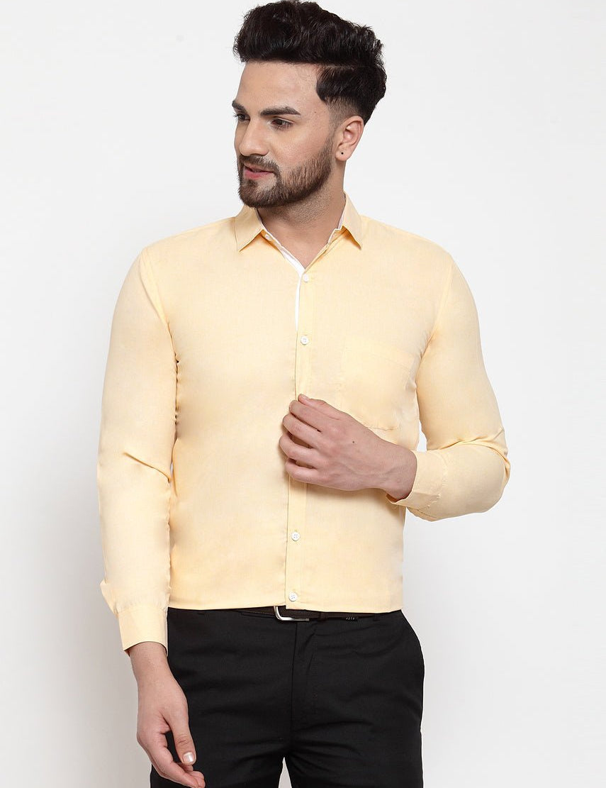 Indian Needle Yellow Formal Shirt with white detailing - SF_419Yellow_S