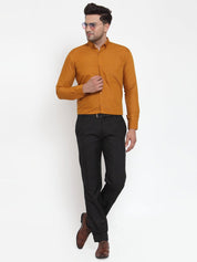 Indian Needle Yellow Men's Cotton Solid Button Down Formal Shirts - SF_713Mustard_S