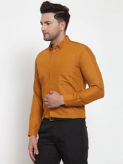 Indian Needle Yellow Men's Cotton Solid Button Down Formal Shirts - SF_713Mustard_S