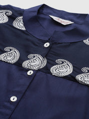 Jompers Paisley Embroidered Chikankari Navy Women Kurta - JOK_1486_Navy_S