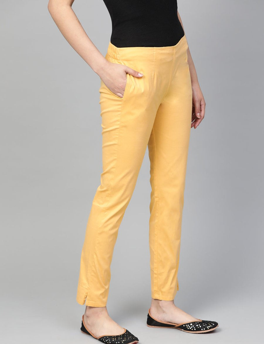Jompers Women Beige Smart Slim Fit Solid Regular Trousers - JOP_2119_Beige_S