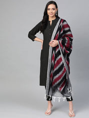 Jompers Women Black & Grey Solid Kurta with Trousers & Dupatta - JOKS_D17Gry_1362_Black_S