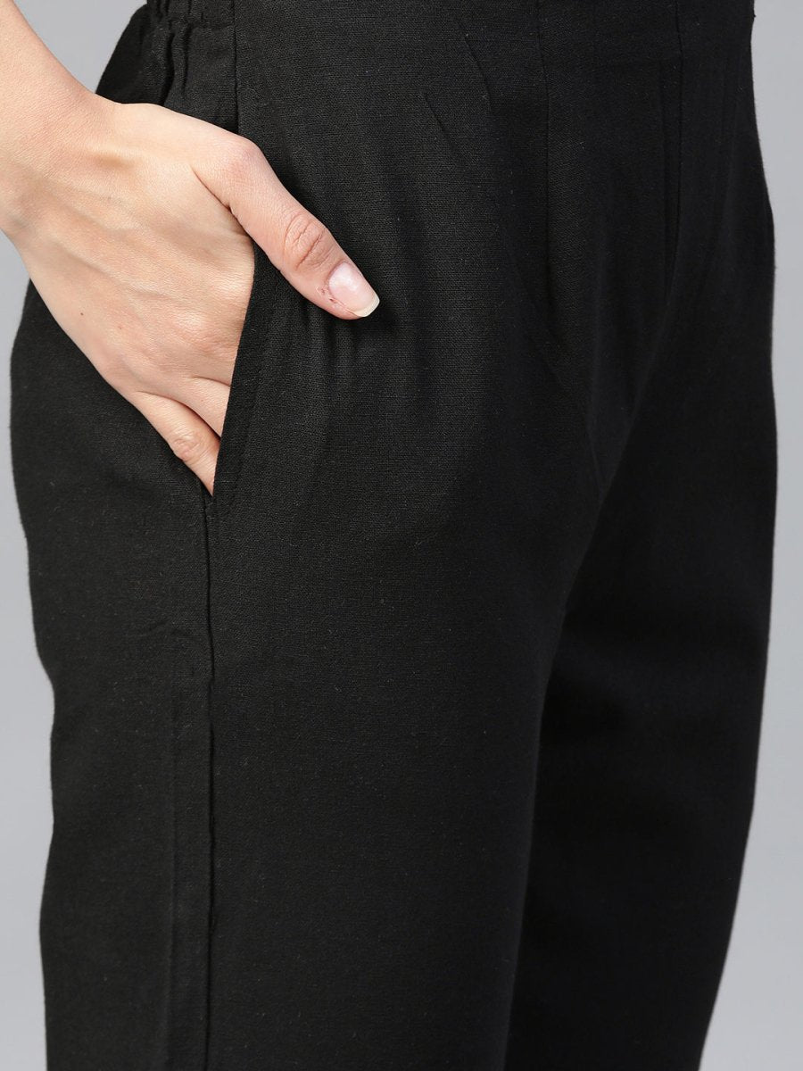 Jompers Women Black & Grey Solid Kurta with Trousers & Dupatta - JOKS_D17Gry_1362_Black_S