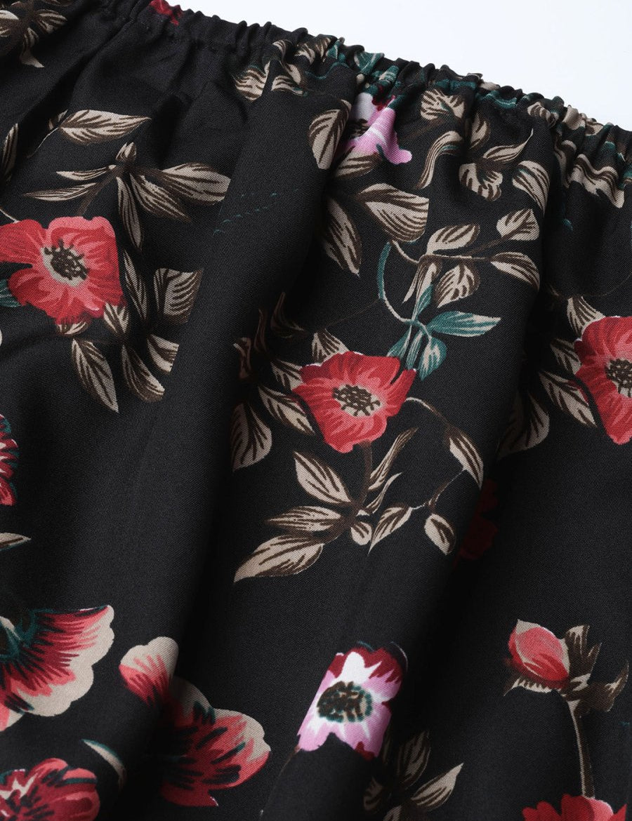 Jompers Women Black Printed Bardot Top - JOT_7003_Black_XS