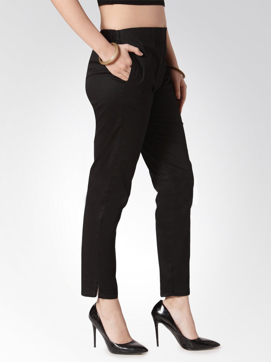Jompers Women Black Smart Slim Fit Solid Regular Trousers - JOP_2119_Black_S