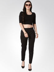Jompers Women Black Smart Slim Fit Solid Regular Trousers - JOP_2119_Black_S