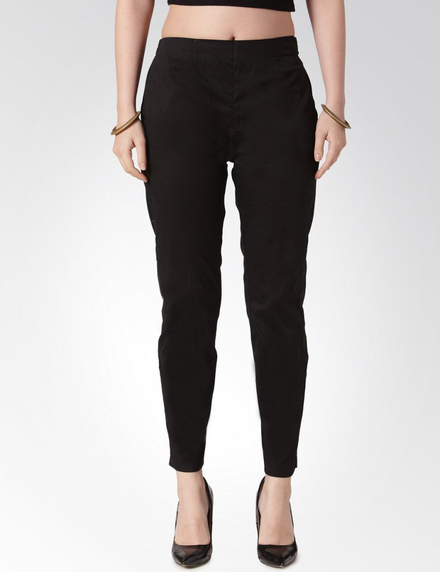 Jompers Women Black Smart Slim Fit Solid Regular Trousers - JOP_2119_Black_S