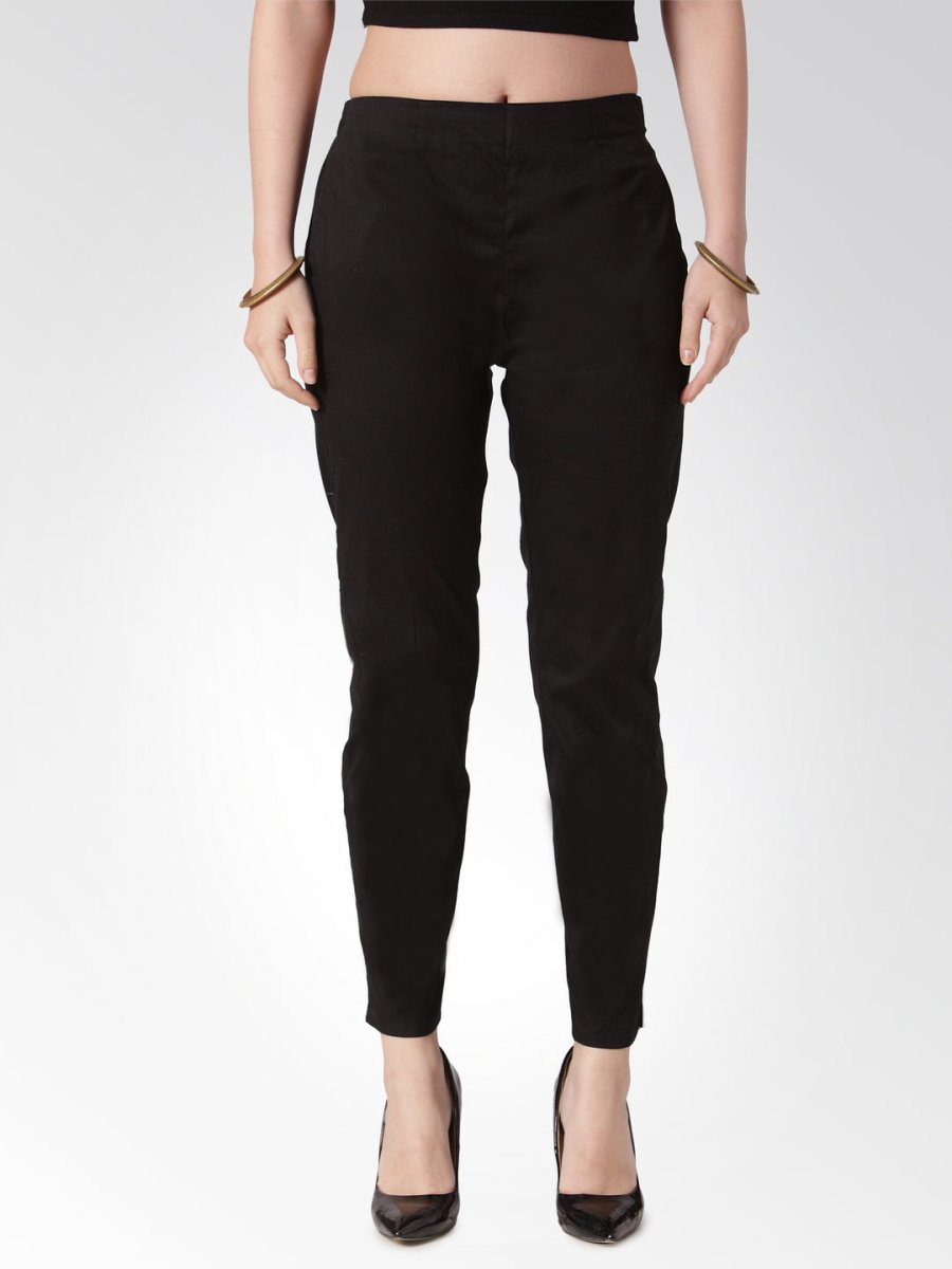 Jompers Women Black Smart Slim Fit Solid Regular Trousers - JOP_2119_Black_S